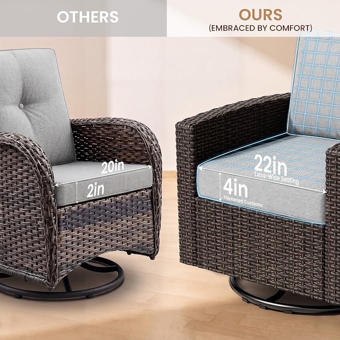 Patio Furniture Set - All-Weather - 4 Piece Wicker Outdoor Patio Conversation Set, Modular Rattan Sectional Sofa for Backyard, Garden, Patio, Poolside