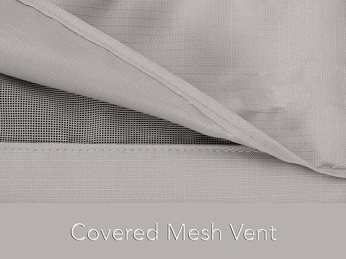 Covermates Ultima Outdoor Rectangular Dining Table & Chair Cover with Umbrella Hole – All-Weather Water-Resistant Rip-Resistant Polyester, Drawcord & Buckle Straps, 126W x 88D x 30H, Ripstop Grey