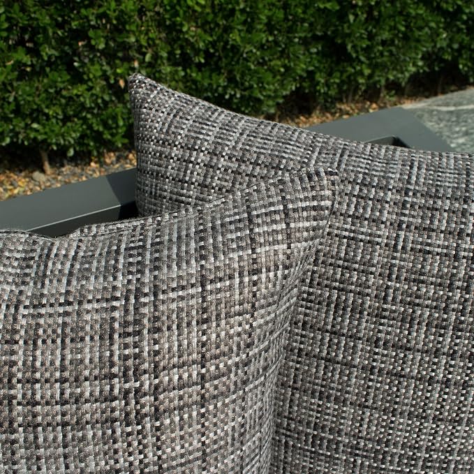 Kevin Textile Outdoor Waterproof 16x16 Inch Pillow Covers 2 Pack, Grey | Water Resistant, Faux Linen Yarn-dyed, Woven Texture Throw Pillow Covers for Tent Patio Garden Couch Sofa