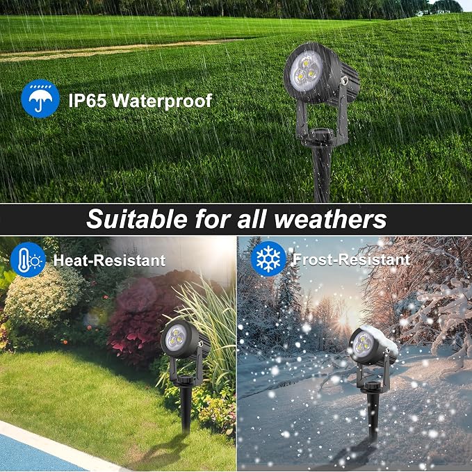 Solar Spot Lights Outdoor, Solar Landscape Spotlights IP65 Waterproof 9.8ft Cable,Auto On/Off Outdoor Wall Lights for Garden Yard Driveway Porch Walkway Pool (6000K White)