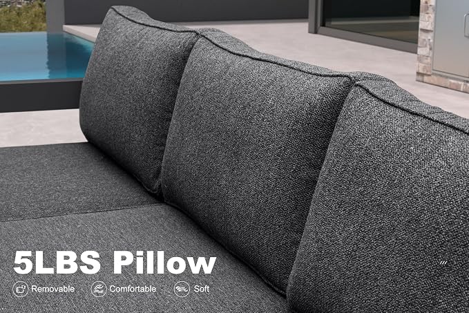 PURPLE LEAF Patio Furniture Set Enclosed Outdoor Couch with 9.6" Thick Cushion and Soft Pillows 11 Piece Outdoor Sectional Sofas with Table Modern Outdoor Conversation Sets for Yard Porch Deck, Grey