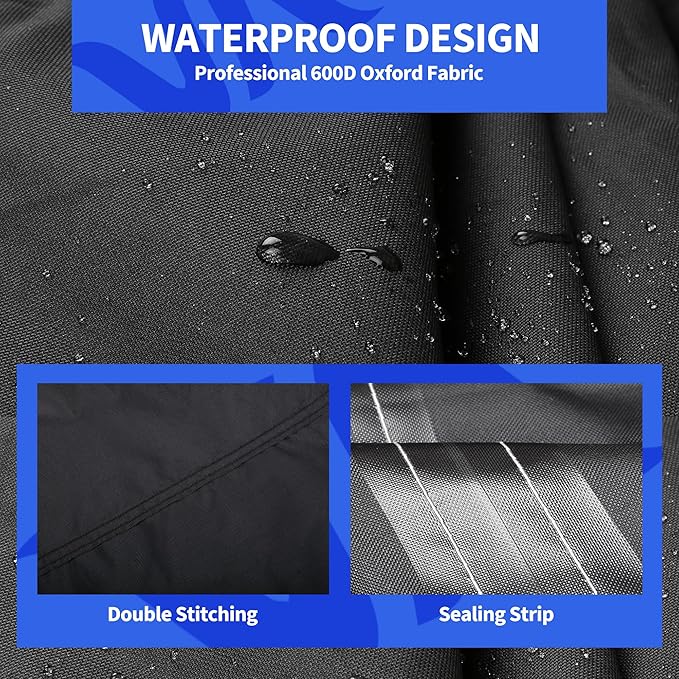 Rosefray 600D Outdoor L-Shaped Sectional Cover,Heavy Duty Anti UV Patio Sectional Sofa Cover with Air Vent, Waterproof Furniture Covers for Deck, Lawn,Backyard Left Facing 85''x105'' Blue