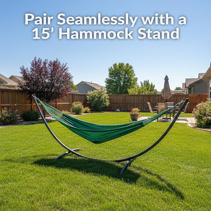 Sunnydaze Handwoven XXL Thick Cord Mayan Double Hammock for Outside - 625-Pound Capacity Heavy-Duty Outdoor Hammock - Meadow