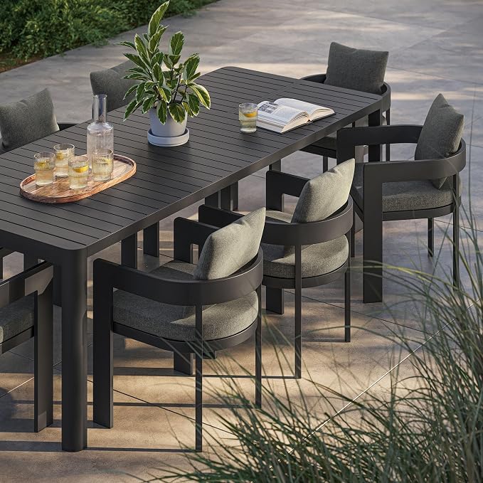 Modway Tahoe Aluminum 9-Piece Patio Dining Set in Gray Charcoal