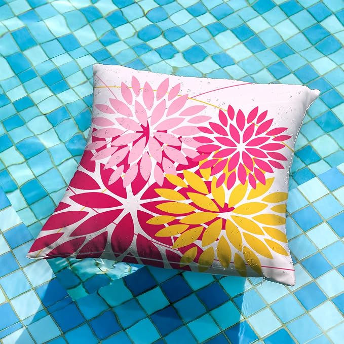 DFXSZ Pack of 2 Outdoor Waterproof Throw Pillow Covers 18x18 DarkLight Pink | Polyester Spring Summer Valentines Floral Decorative Cushion Cases(NO INSERT),For Couch Patio Funiture Garden Home Decor