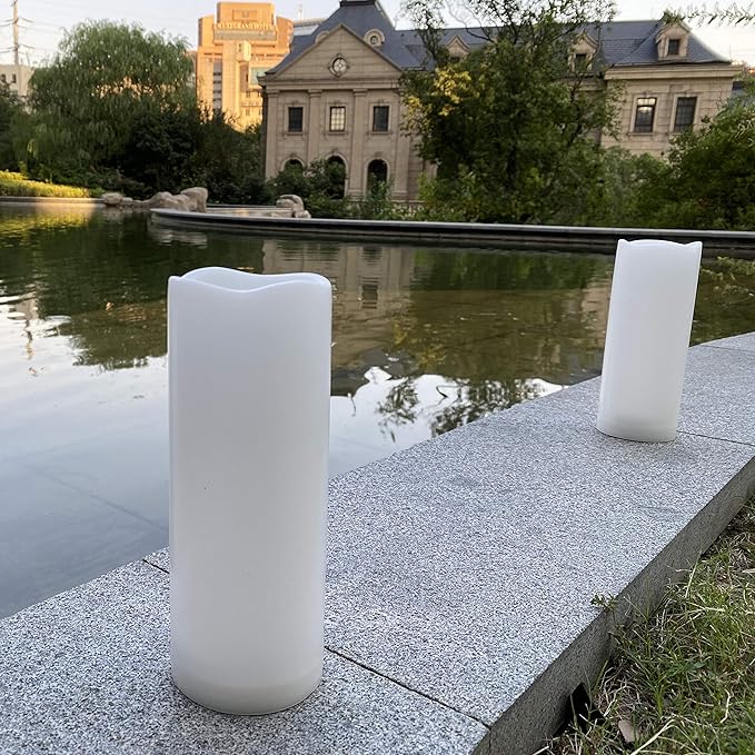Waterproof Outdoor Flameless Pillar Candle with Timer Battery Operated Electric LED Candle Set for Gift Home Décor Party Wedding Supplies Garden Halloween Christmas Decoration, 1 Pack, 3” x 8”