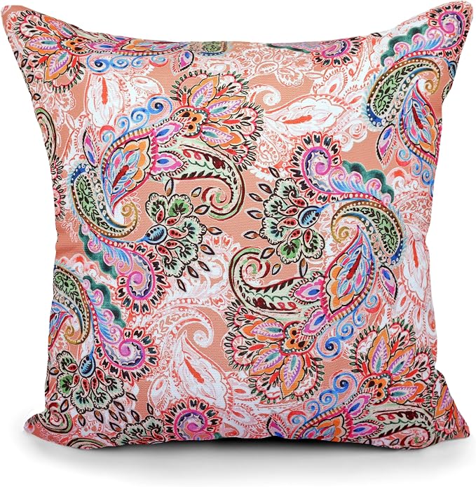 COZY TRENDS Decorative Indoor Outdoor Waterproof Throw Pillows with Inserts - Stylish Comfort for Your Patio Furniture, Garden Chairs, or Indoor Décor 18x18 Inches | Set of 2 (Pink)