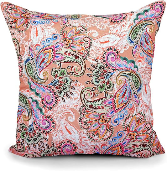 COZY TRENDS Decorative Indoor Outdoor Waterproof Throw Pillows with Inserts - Stylish Comfort for Your Patio Furniture, Garden Chairs, or Indoor Décor 18x18 Inches | Set of 2 (Pink)