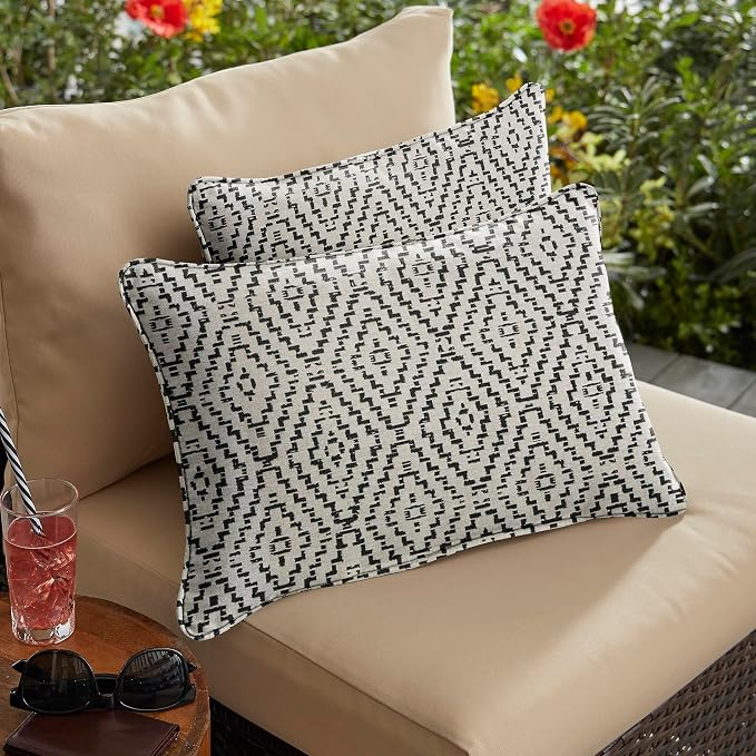 Sorra Home Outdoor Sunbrella Pillow Set, 12 in x 18 in, Blue