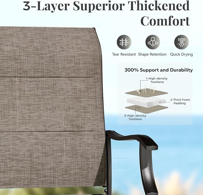MIXPATIO Patio Dining Set for 8, Outdoor Table and Chairs Set with 8 x Textilene Swivel Chairs and Square Outdoor Dining Table for Cozy Deck Garden Settings, Grayish-Brown
