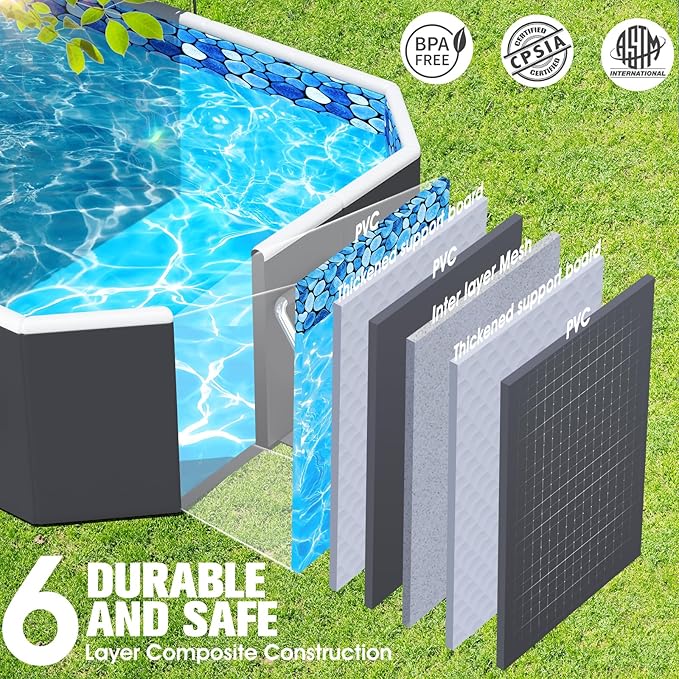 StarOcean Foldable Pool with Canopy,Non Inflatable Pool,Large Foldable Swimming Pool for Adult Portable Pool,Large Collapsible Kid Pool with Shade,Folding Kid Pool for Backyard,90x50x20 in-Dark Blue