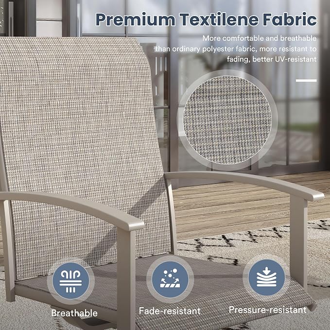 VICLLAX 7 Pieces Patio Dining Set, Outdoor Dining Set for 6-53" Round Outdoor Table and Swivel Patio Chair Set for Deck, Lawn and Garden, Sanshell Color