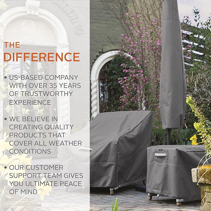 Classic Accessories Ravenna Water-Resistant Patio Bar Table and Chair Set Cover, 66 x 66 x 34 Inch