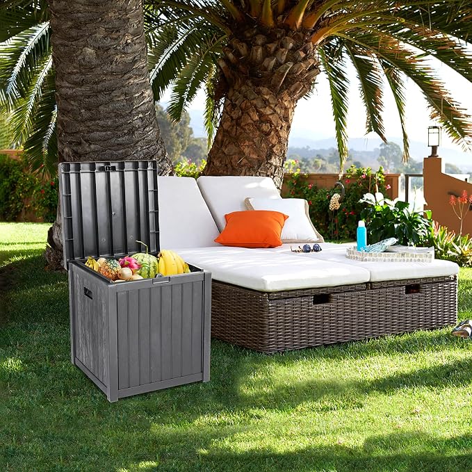 51 Gallon 195L Deck Box-Organization and Storage for Patio Furniture Outdoor Garden Tools Outdoor Storage Outdoor Storage Box for Patio Furniture, Patio Cushions, Gardening Tools, Pool Supplies Grey