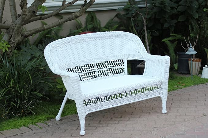 Jeco 4pc White Wicker Conversation Set Without Cushion