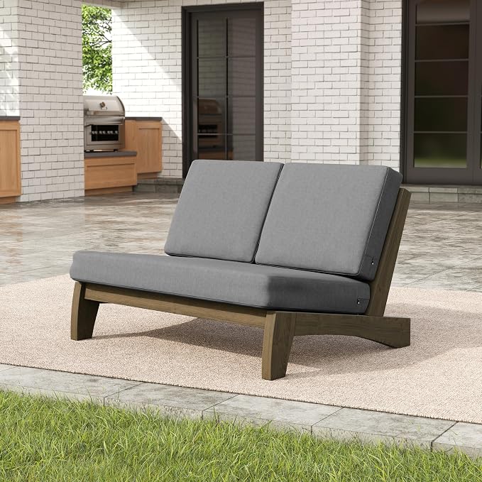 Pia Ricoo 4 Piece Patio Furniture Sets, Outdoor Loveseat Sofa Set with 2 Chairs & Coffee Table, Patio Conversation Set for Backyard, Deck, Lawn, Gray