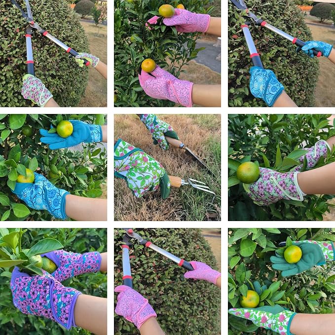 Cute Pattern Gardening Gloves,Thornproof Garden Glove,Gardener Gift | Gardening Gifts for Women,Touchscreen,Tender Thornproof,Cute Pattern,Protection Palm,Machine Washable,Adjustable Cuff