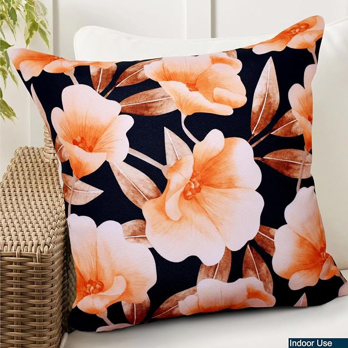 COZY TRENDS Decorative Indoor Outdoor Waterproof Throw Pillows with Inserts - Stylish Comfort for Your Patio Furniture, Garden Chairs, or Indoor Décor (18''X18'', Black)