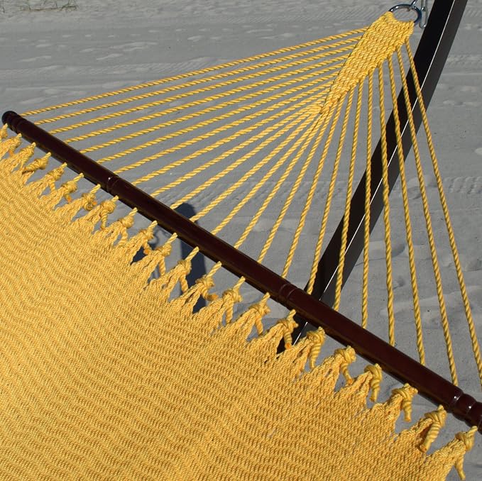 Double Caribbean Hammock - Soft-Spun Polyester - 48 inch (Yellow)