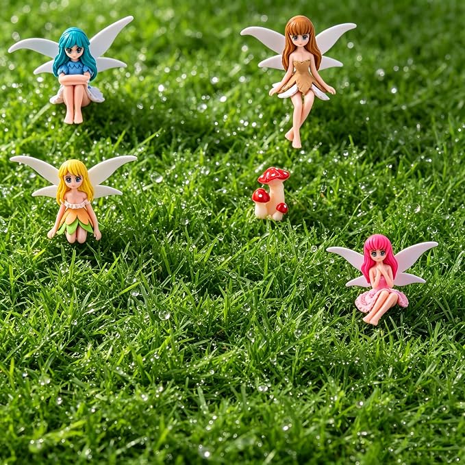 Miniature Fairy Garden Kit 27Pcs Cute Mushroom Figurines & Plants Set Fairy Garden Accessories Tiny Furniture Decor for Terrarium Potted Plant Ornament for Home Desk