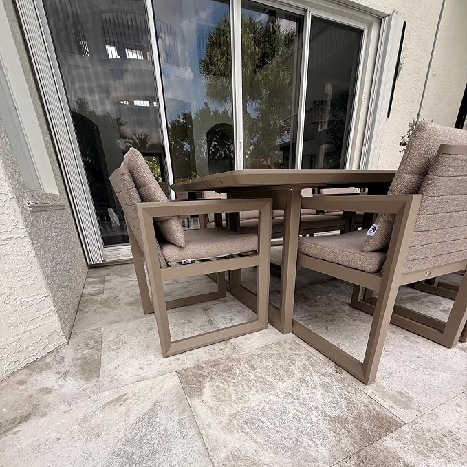 PURPLE LEAF Outdoor Dining Set for 14 Aluminum Extra Long Patio Furniture Table and Chairs Set with All Weather Thick Cushion Rectangular Patio Dining Sets for Huge Backyard Garden Poolside, Khaki