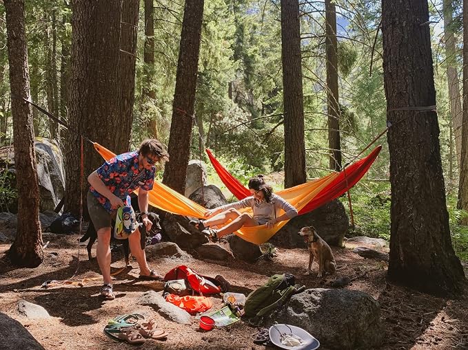 KAMMOK: Roo Double Hammock +Python 10' Bundle | Our Bestselling Hammock & Tree Friendly Straps | 100% Recycled Water Resistant Ripstop Fabric | Lifetime Adventure Grade Warranty, Ember Orange