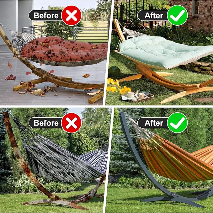 Waterproof 11-12 FT Hammock Cover, 210T Sun Rain UV Dust Snow Protection Outdoor Hammock Covers with Windproof Straps & Soft Cotton Lining for 11-12ft Stand