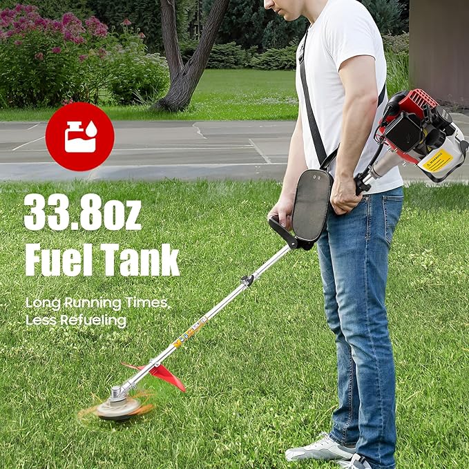 26cc Gas Weed Wacker, 2-Cycle Gas Weed Eater with Goggles & Shoulder Strap, String Trimmer for Edger Brush Cutter Home Garden Lawn Yard Tall Grass Weeds Mowing Trimming