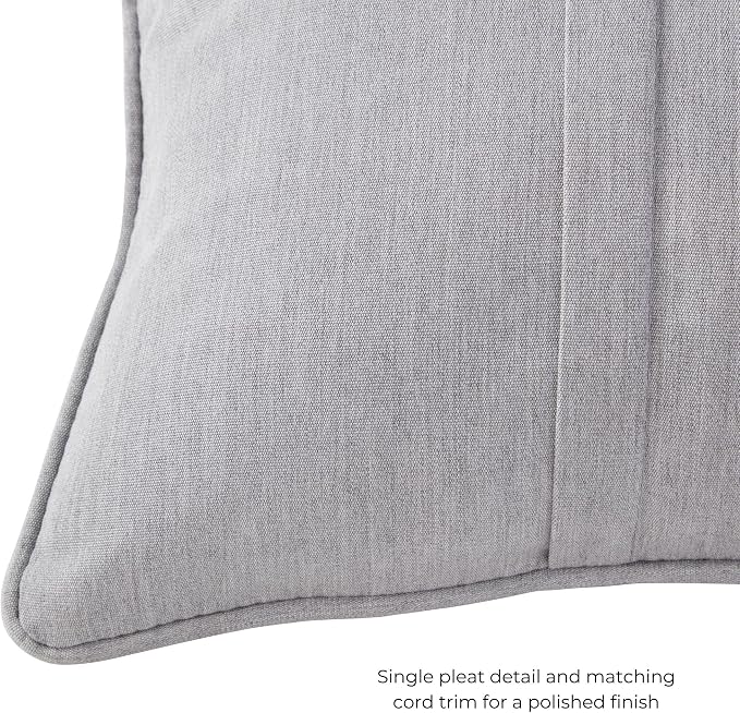 Sunbrella Rectangular Outdoor Throw Pillows 21x14 Set of 2 - Corded Lumbar Patio Accent Pillows with Pleated Design & Removable Zipper Covers – Weather & Fade Resistant Pillows, Canvas Granite