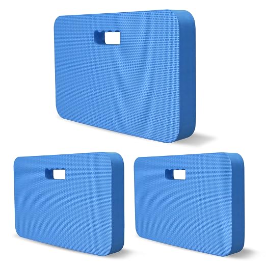 Gardzen 3-Pack Extra Thick Garden Kneeling Pad | EVA Foam Kneeler Pad for Gardening, Baby Bath, Yoga, Pilates, Exercise, 18" x 11" x 1.5", Blue