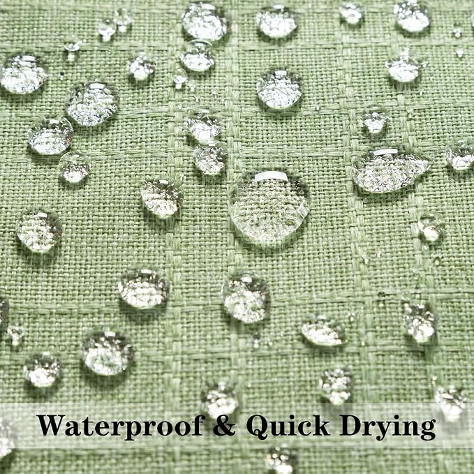 Kevin Textile Outdoor Waterproof 24”x24” Pillow Covers 2 Pack, Sage Green | Water Resistant, Soft Faux Linen-cotton Yarn-dyed Woven Texture Throw Pillow Covers for Tent Patio Garden Couch Sofa