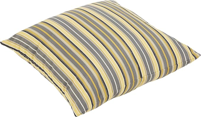 Mozaic AZPS7446 Indoor Outdoor Sunbrella Square Floor Pillow 26 x 26 Yellow & Grey Stripes