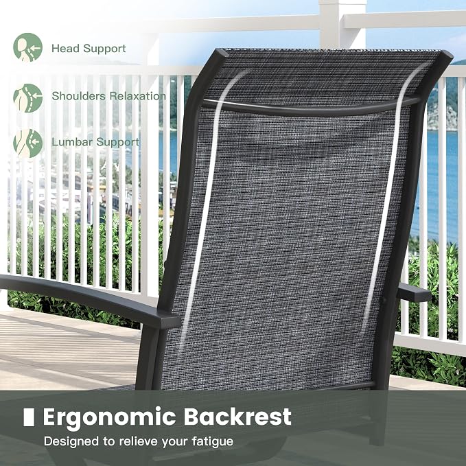 7 Pieces Outdoor Dining Set, 63" Rectangular Patio Table and Chairs Set with 2 Swivel Chairs & 4 Stationary Chairs for Deck Lawn Backyard, Black & Black