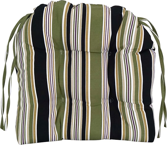 Blazing Needles Spun Polyester Patterned Outdoor U-Shaped Tufted Chair Cushions Set, Set of 4, 16", Eastbay Onyx