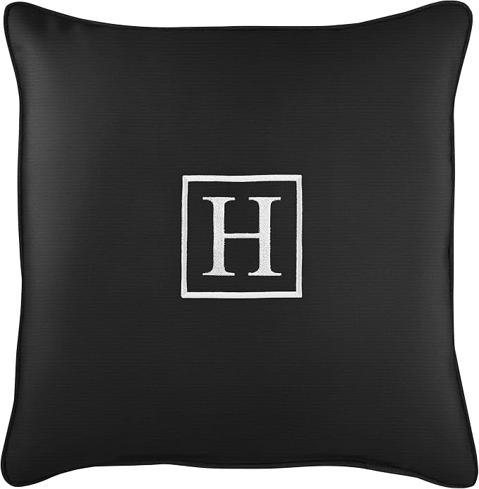 Sorra Home AMZ764911SP 18 H Embroidered Lumbar Pillow, H-Black-13 in x 20 in, Sunbrella - Canvas Black