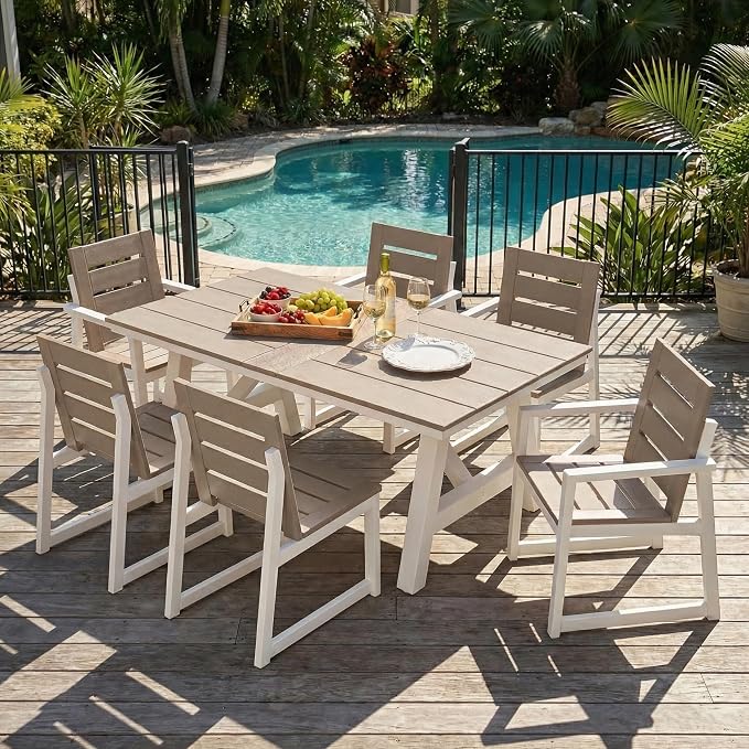 Costaelm Stinson Outdoor Patio HDPE Dining Side Chair, Weathered Wood