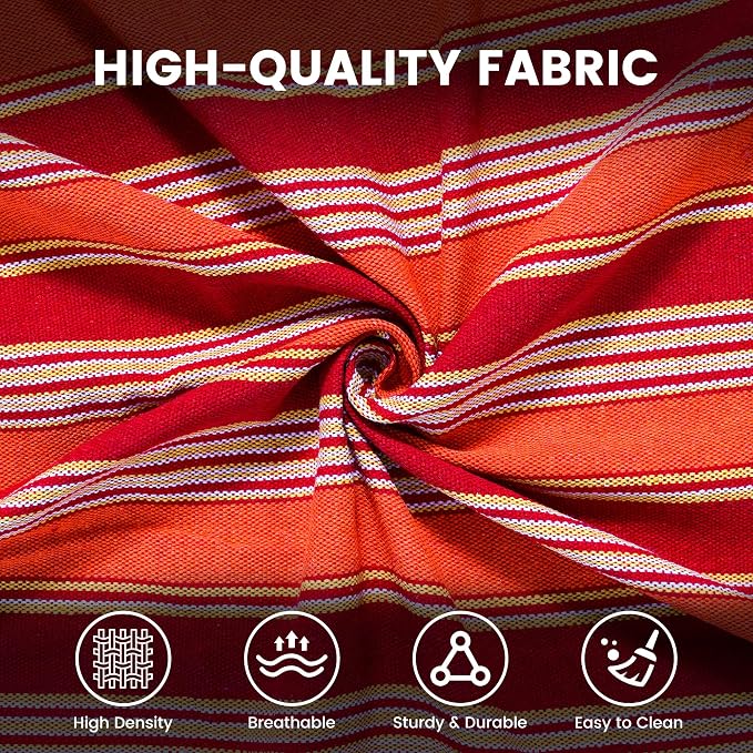 Lazy Daze Hammocks Double Brazilian Cotton Hammock, Extra Large Portable Outdoor Camping Hammock with Tree Straps & Travel Bag for Backyard Patio Poolside Indoor, 550lbs Capacity, Red Stripe