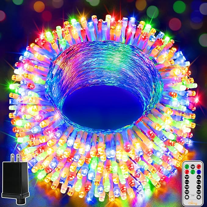 Ollny Christmas Lights Outdoor 800LED 262FT, Multicolor Plug in Fairy Light with Remote, 8 Modes Waterproof Timers Dimmable LED String Lights for Indoor House Outside Bedroom Patio Balcony