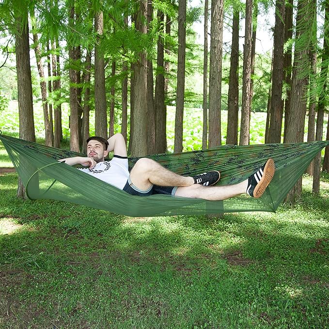 Travel Hammock with Mosquito Net, Lightweight Camping Hammock Hold Up to 200kg, Portable Outdoor Hammock for Camping Hiking Backpacking,Comouflage,250x120cm