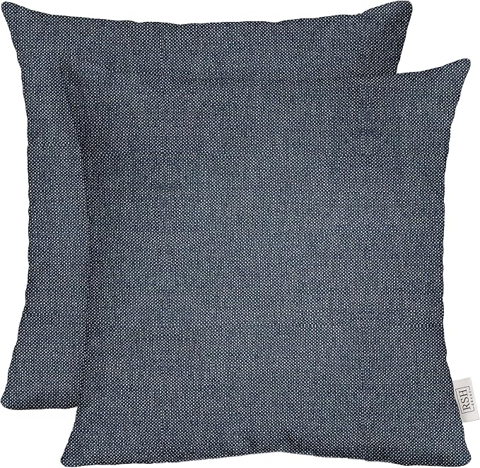 RSH DECOR: Sunbrella Play Square Throw Pillows Set of 2 | 17" x 17" | Water and Fade-Resistant Performance Fabric | Outdoor Pillow Covers with Down-Alternative Inserts | Play Midnight Navy