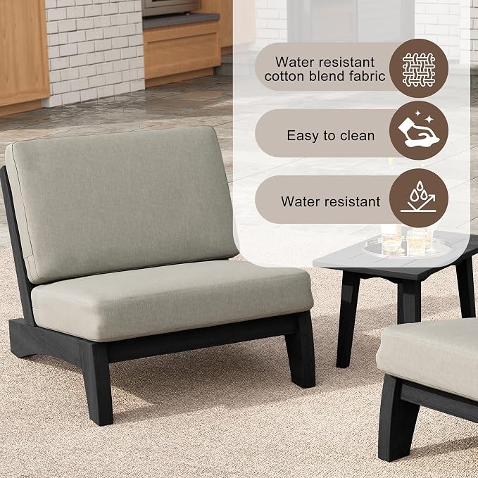 3 Pieces Patio Furniture Sets, All-Weather Outdoor Wood Bistro Set Patio Conversation Side Table Chiars for Balcony, Backyard