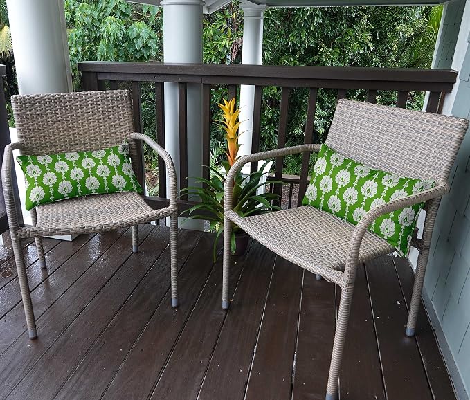 Indoor/Outdoor Polyester Fabric Lumbar Pillow Cover, All-Weather Waterproof Rectangular Cushion Case for Patio Furniture, 12 x 24 Set of 2 - Block-61