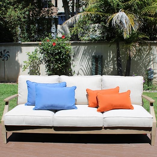 Factory Direct Partners Presidio 16" x 24" Lumbar Decorative Throw Pillow Set with Piping for Indoor/Outdoor Furniture UV, Fade, Weather-Resistant Olefin Fabric (2-Pack) - Beige Sand, 13813-SD