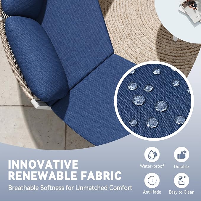 Crestlive Curved Patio Furniture Set, Modular Half Moon 4-Seater Sofa with Round Coffee Table, Aluminum Outdoor Sectional with 4.3" Cushions, All-Weather Couch for Backyard, Deck, Porch, Poolside