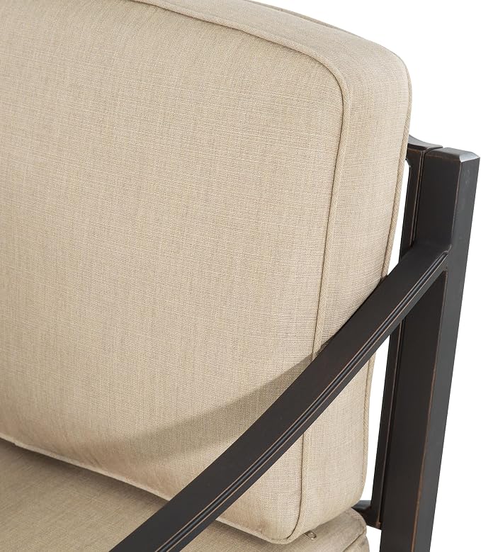 PEAK HOME FURNISHINGS Tamarin Outdoor Swivel Conversation Set in Bronze Aluminum with Ottoman
