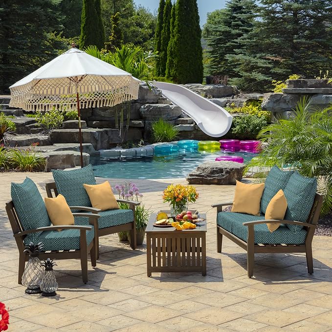 Arden Outdoor Deep Seat Cushion Set, 2-Pack, 24x24, Alana Tile | Outdoor Sofa, Couch, Conversation Set, Weather-Proof, Rain-Proof, Fade Resistant for Chair, Mold and Mildew Resistant