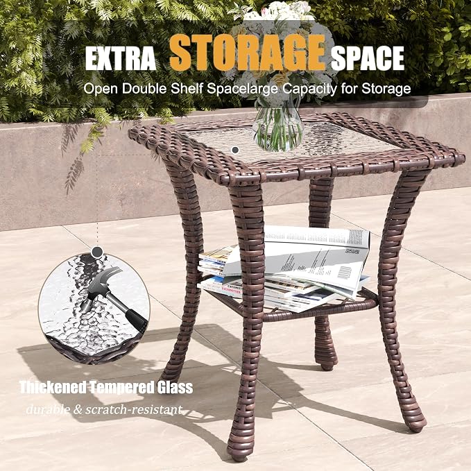 LayinSun 6 Pieces Patio Furniture Set with Swivel Chairs, Rattan Wicker Rocking Glide Chairs with Coffee Table Conversation Set