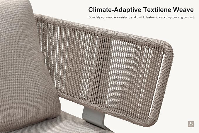 PURPLE LEAF 5 Pieces Patio Conversation Furniture Sets with with 9' X 12' Umbrella Loveseat Chairs Tables Modern Wicker Armrest Outdoor Aluminum Sectional Sofa Sets for Balcony Yard Garden Poolside