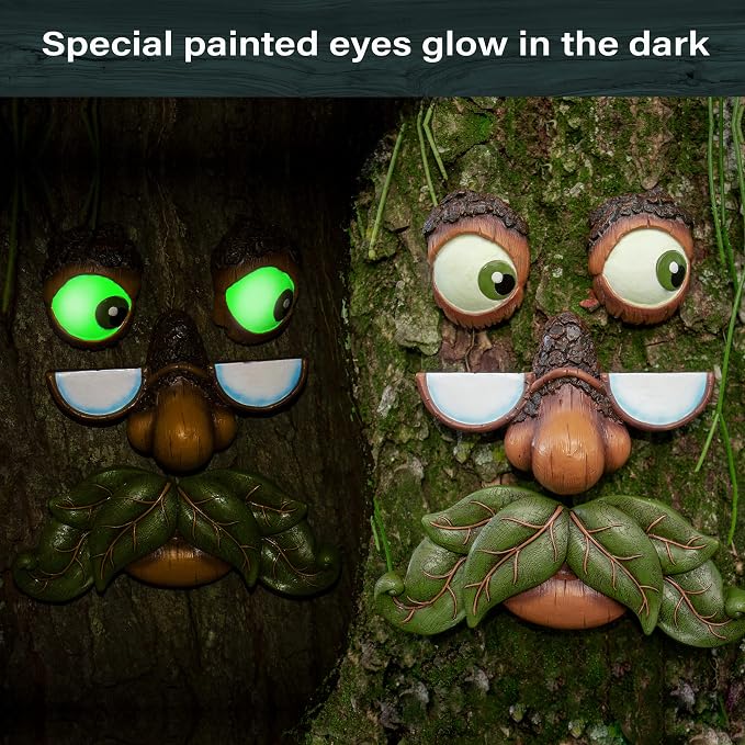 Tree Faces Decor - Outdoor Yard Art Garden Decoration - Unique Peeker for Outdoors and Indoors - Old Man Tree Hugger Art