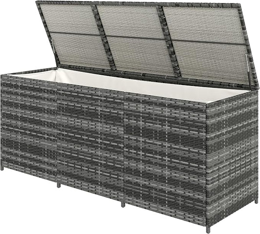 175-Gallon Outdoor Rattan Deck Storage Box with Polyester Liner
